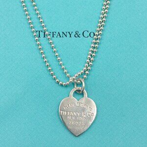 Authentic Tiffany & Co 925 Silver Return to Tiffany Heart Tag Long Necklace